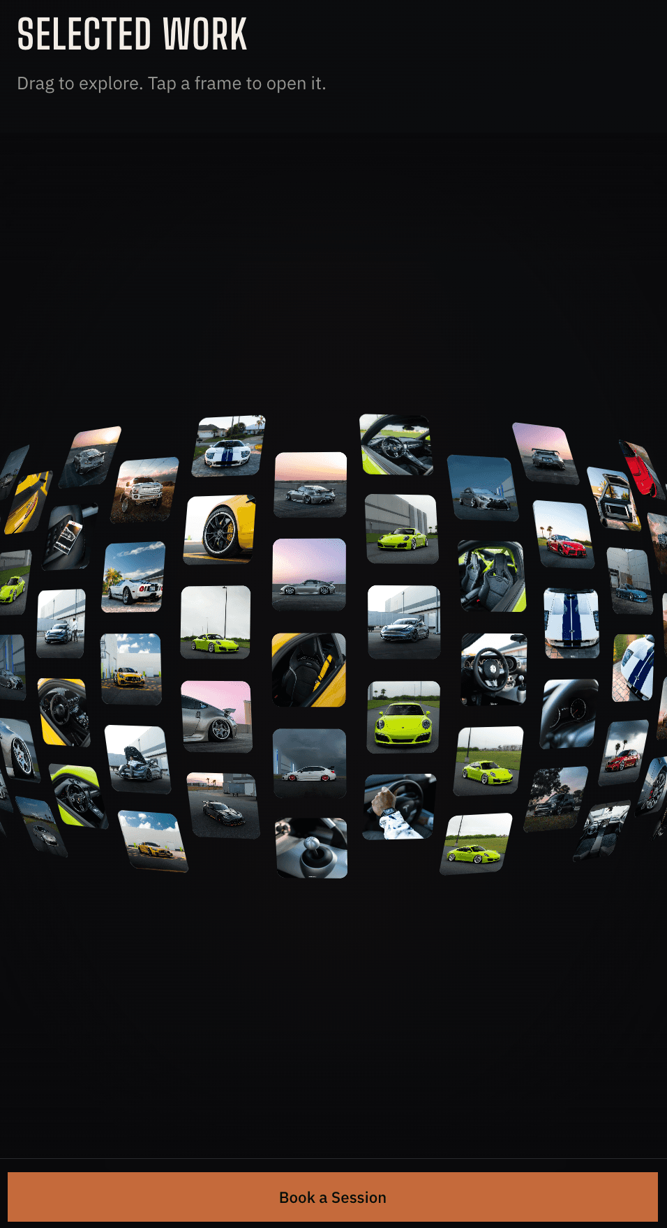 Photographer portfolio on a phone.
